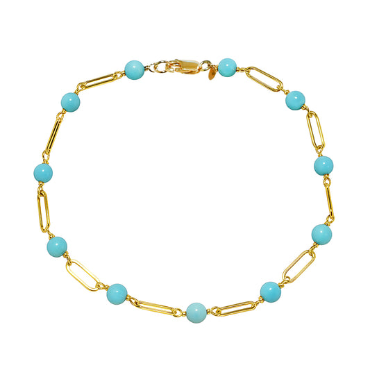 14k Paperclip and Gemstone Bracelet