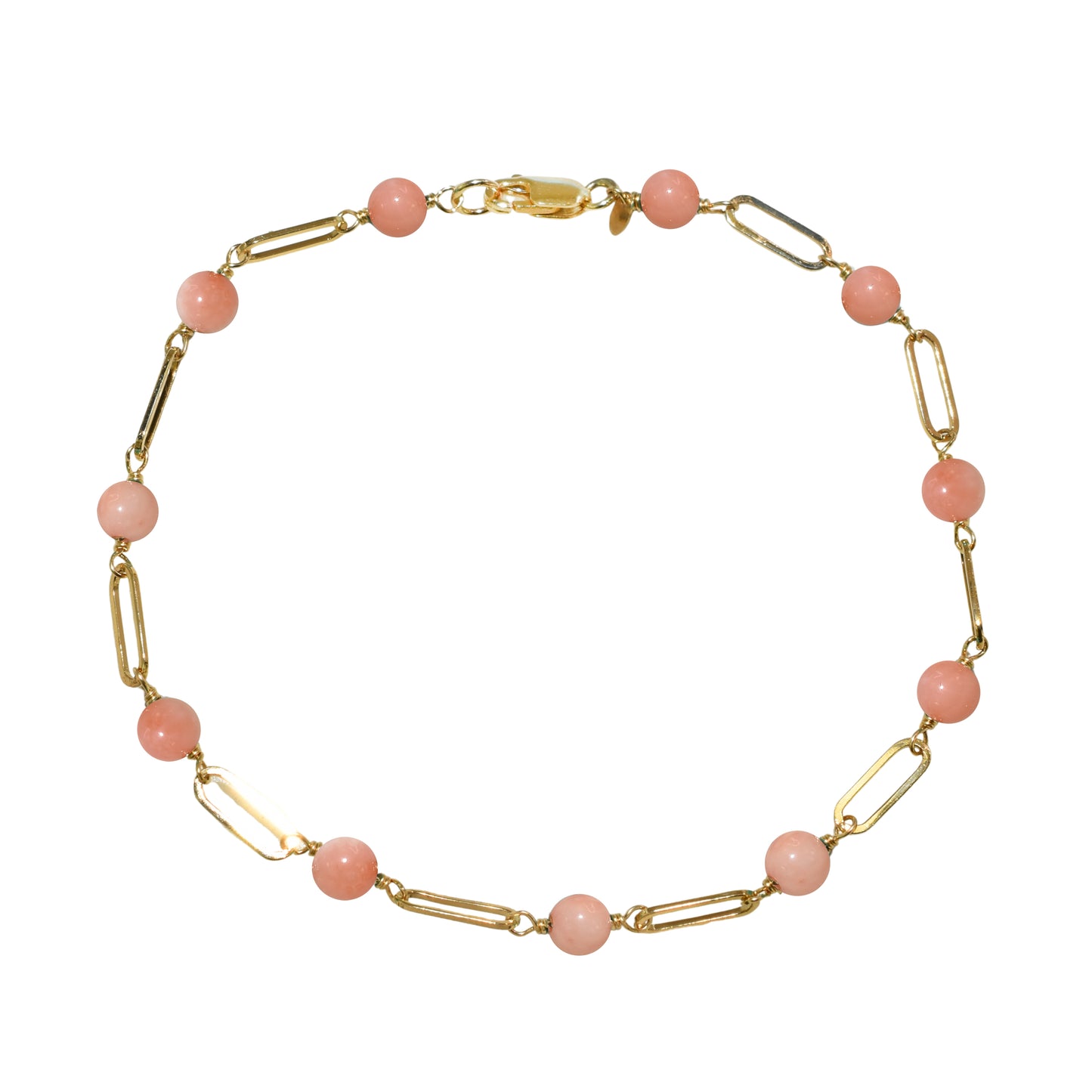 14k Paperclip and Gemstone Bracelet