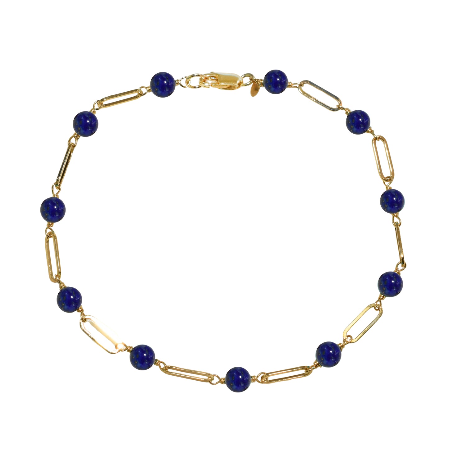14k Paperclip and Gemstone Bracelet