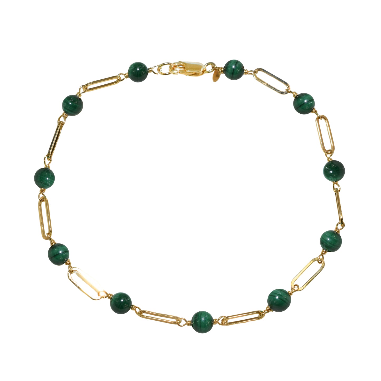 14k Paperclip and Gemstone Bracelet