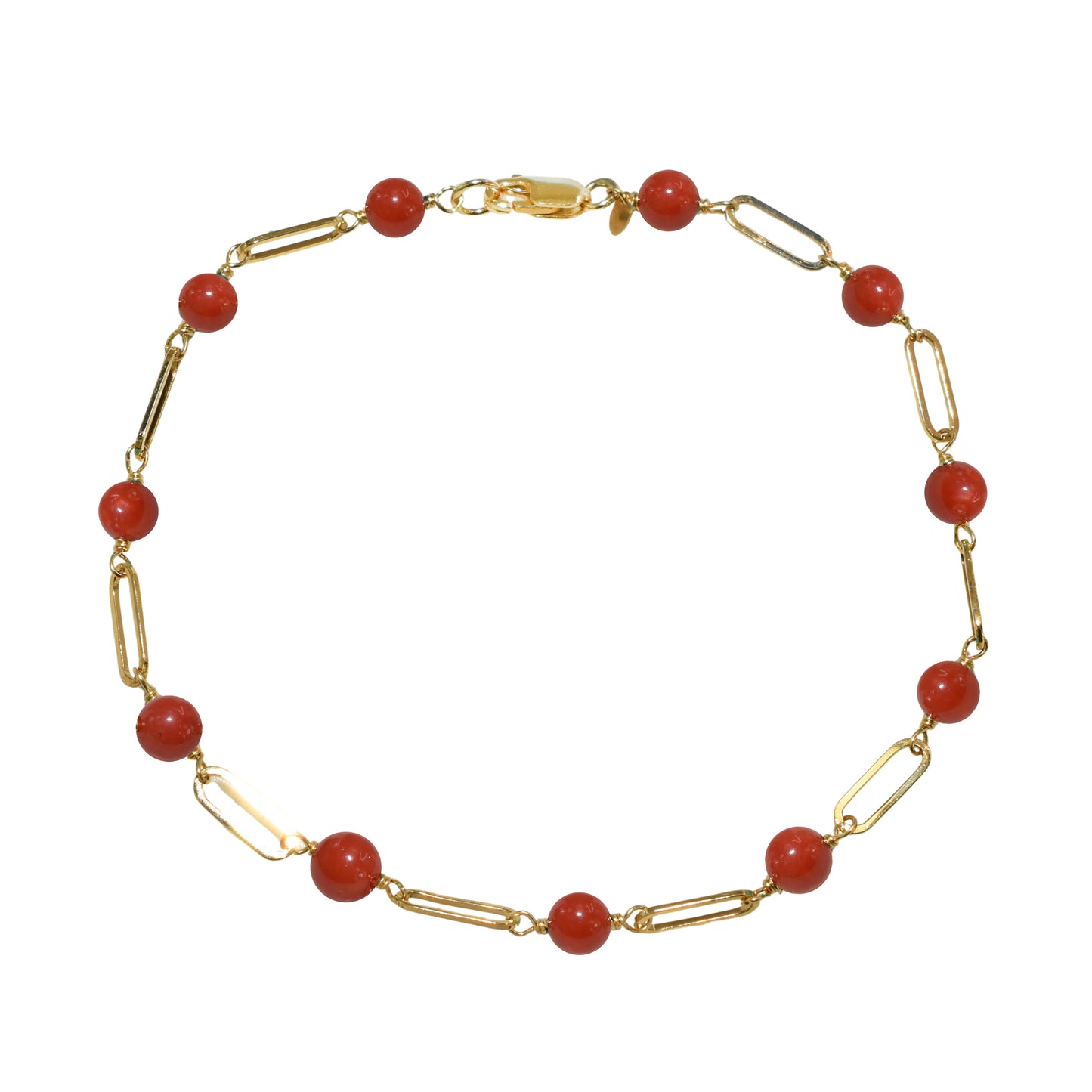 14k Paperclip and Gemstone Bracelet