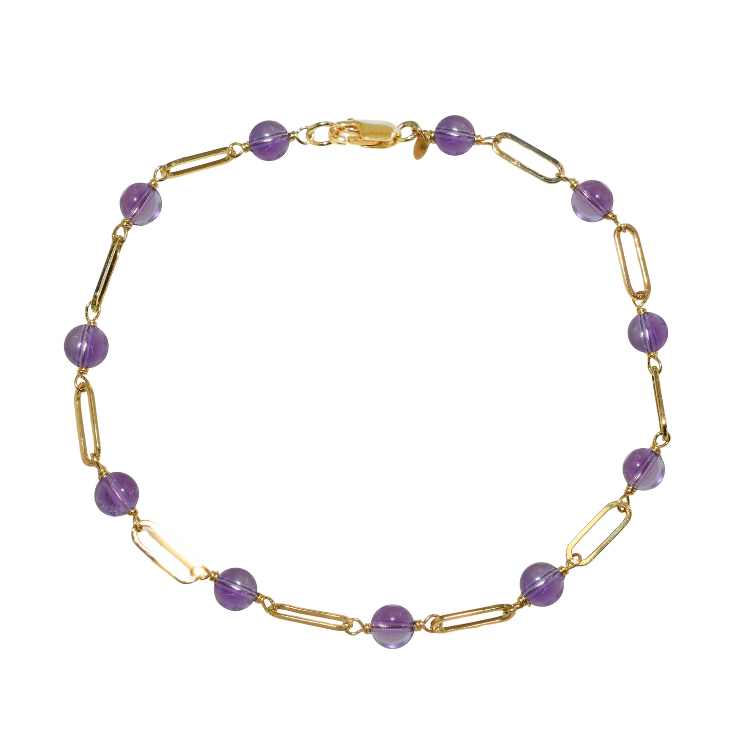 14k Paperclip and Gemstone Bracelet
