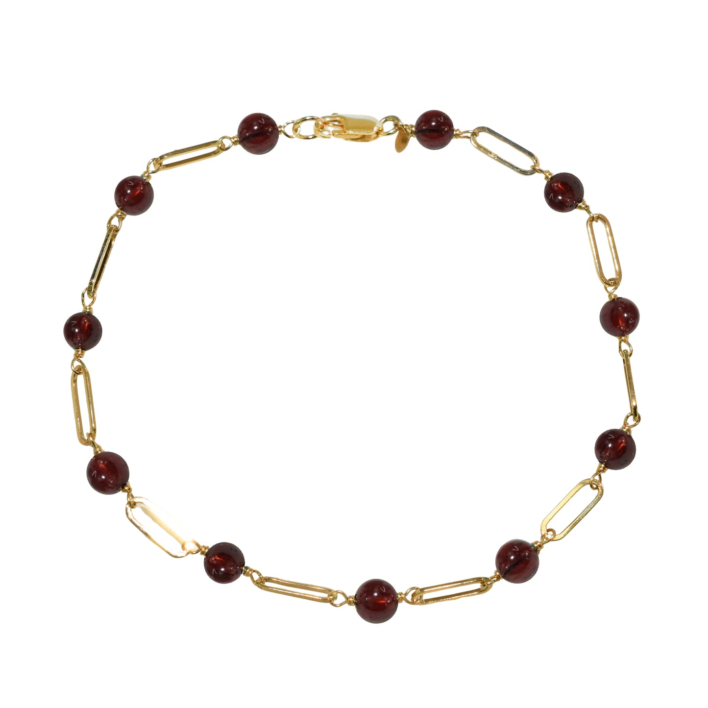 14k Paperclip and Gemstone Bracelet