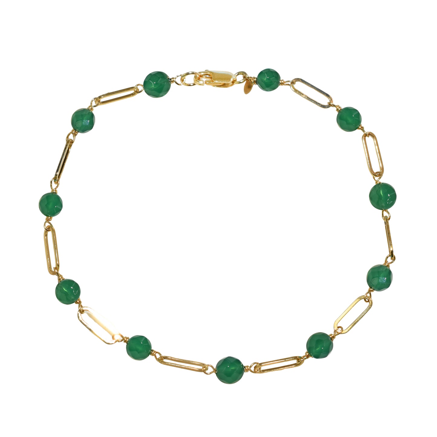 14k Paperclip and Gemstone Bracelet