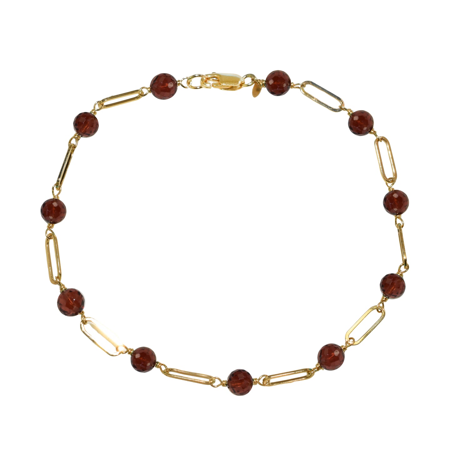 14k Paperclip and Gemstone Bracelet
