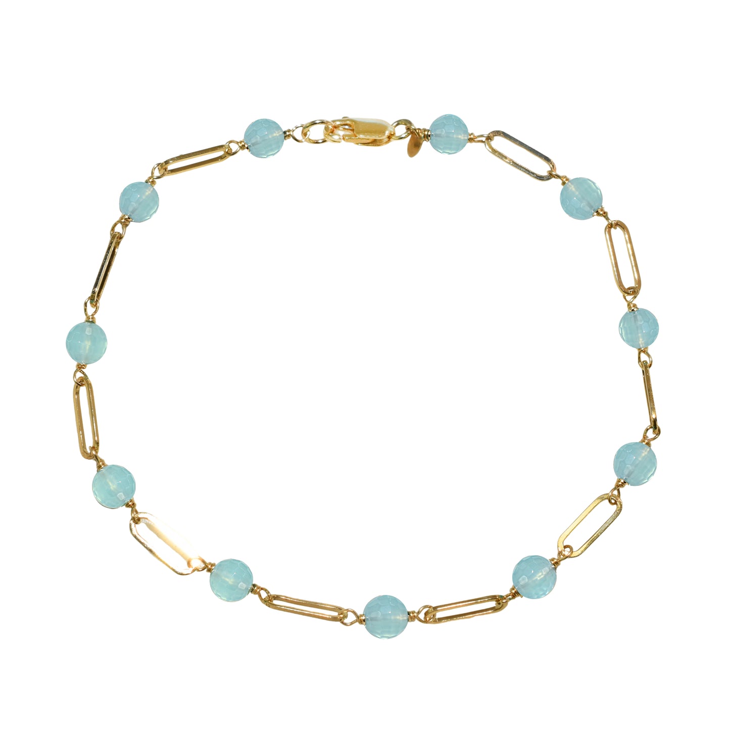 14k Paperclip and Gemstone Bracelet