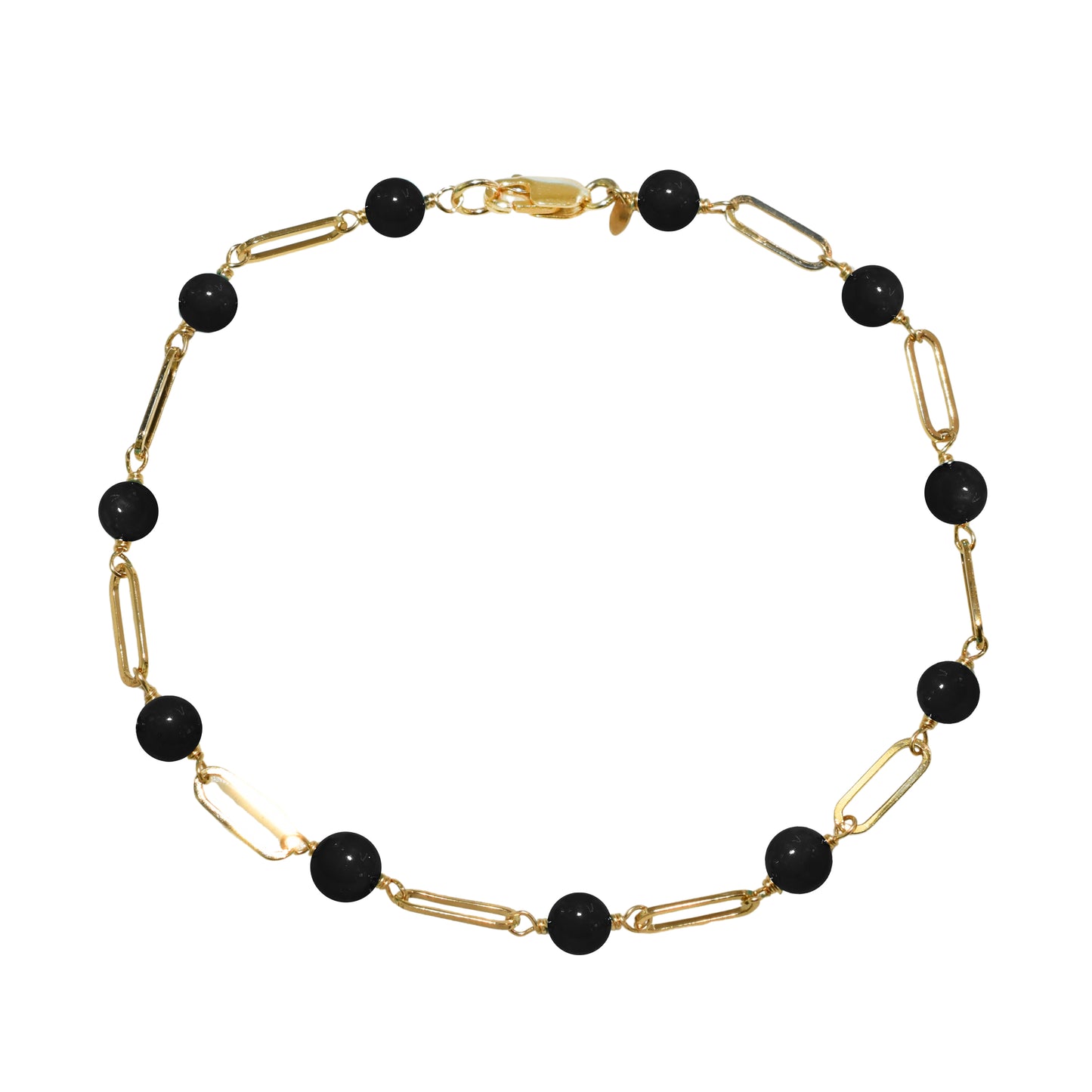 14k Paperclip and Gemstone Bracelet