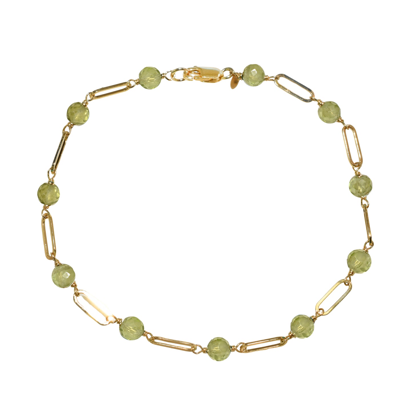 14k Paperclip and Gemstone Bracelet
