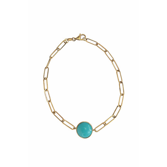 14k Turquoise Rounded Paperclip Bracelet
