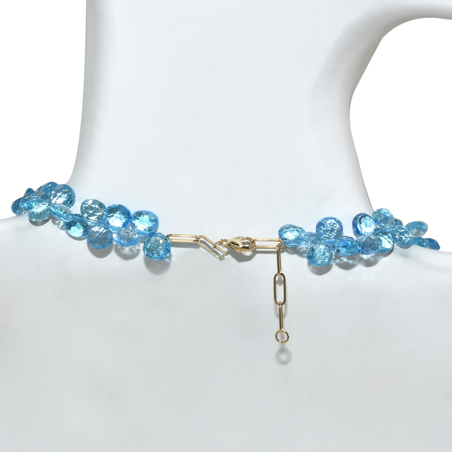 14k Swiss Blue Topaz Cluster Necklace