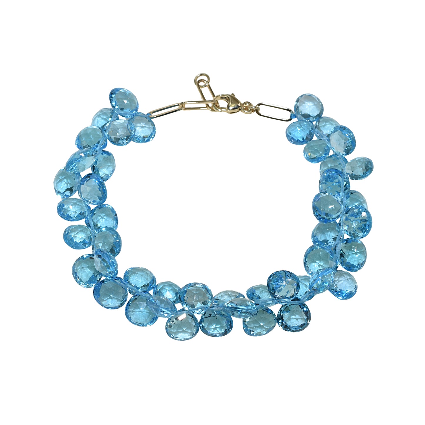 14k Swiss Blue Topaz Clusher Bracelet