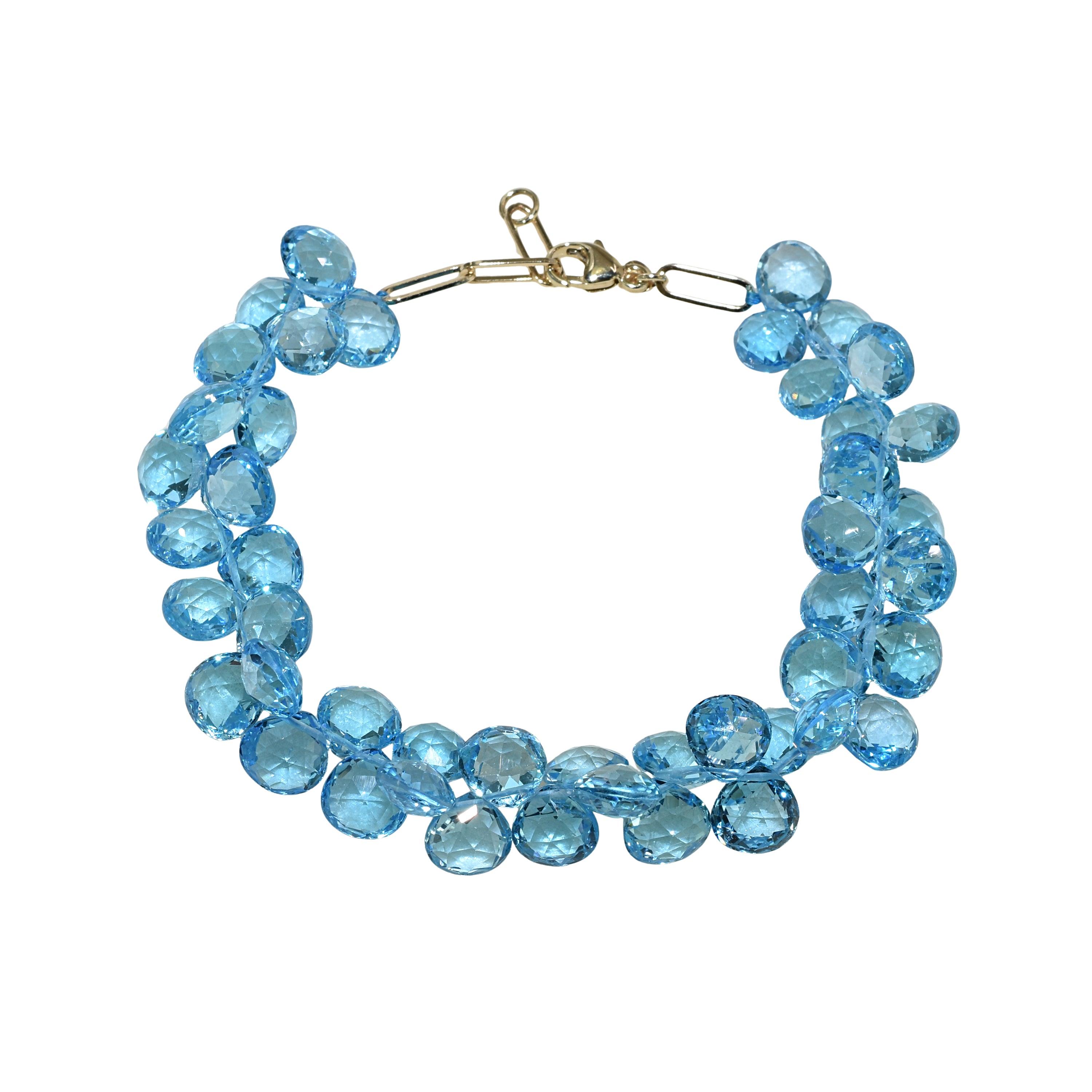 14k Swiss Blue Topaz Clusher Bracelet