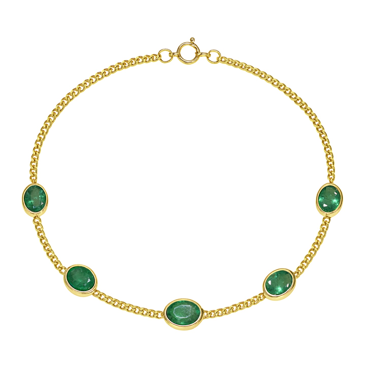 14k Emerald Pear Shape Bezel Bracelet