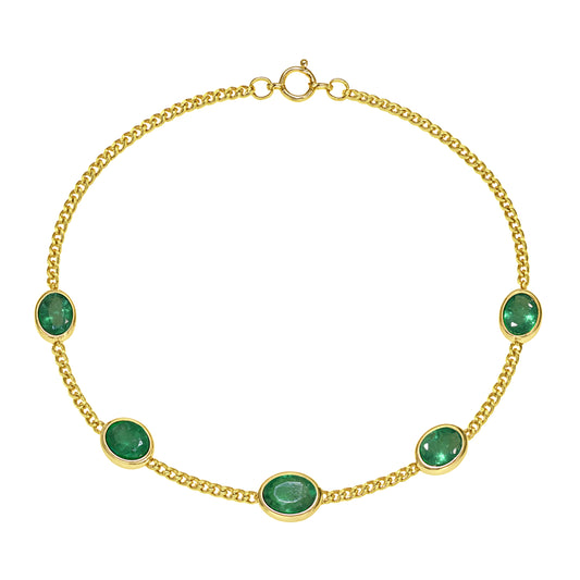 14k Emerald Pear Shape Bezel Bracelet