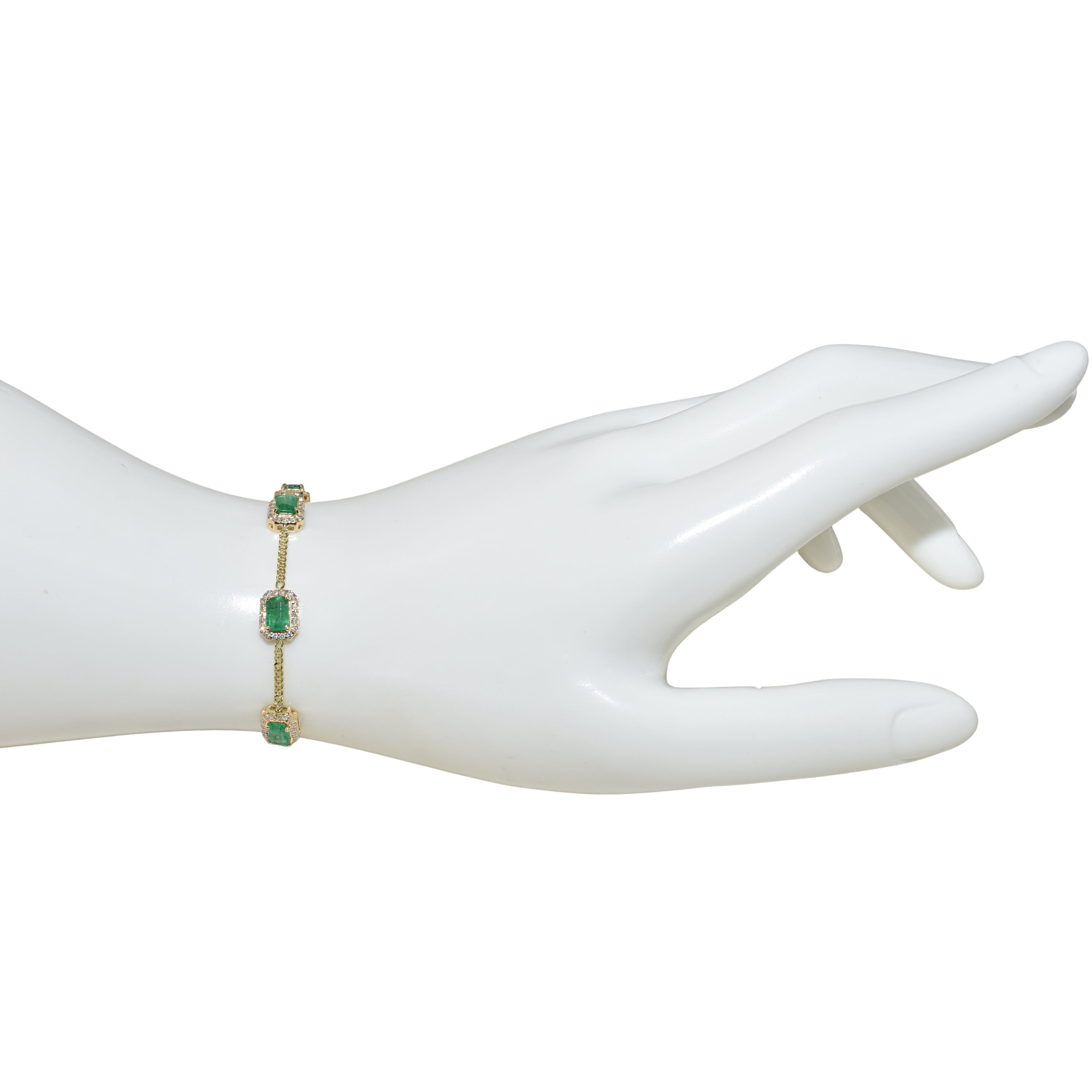 14k Emerald Diamond Square Bezel Bracelet