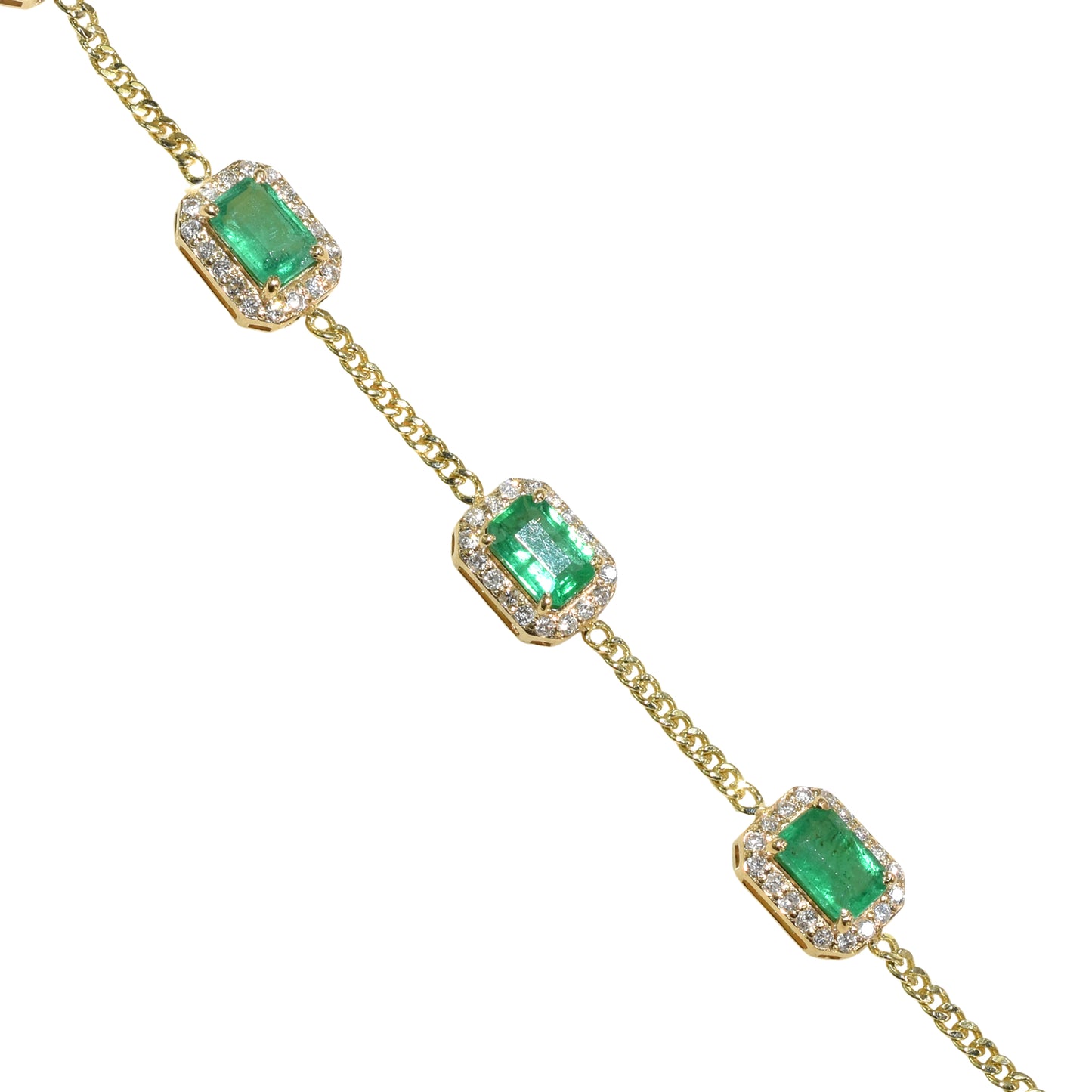 14k Emerald Diamond Square Bezel Bracelet