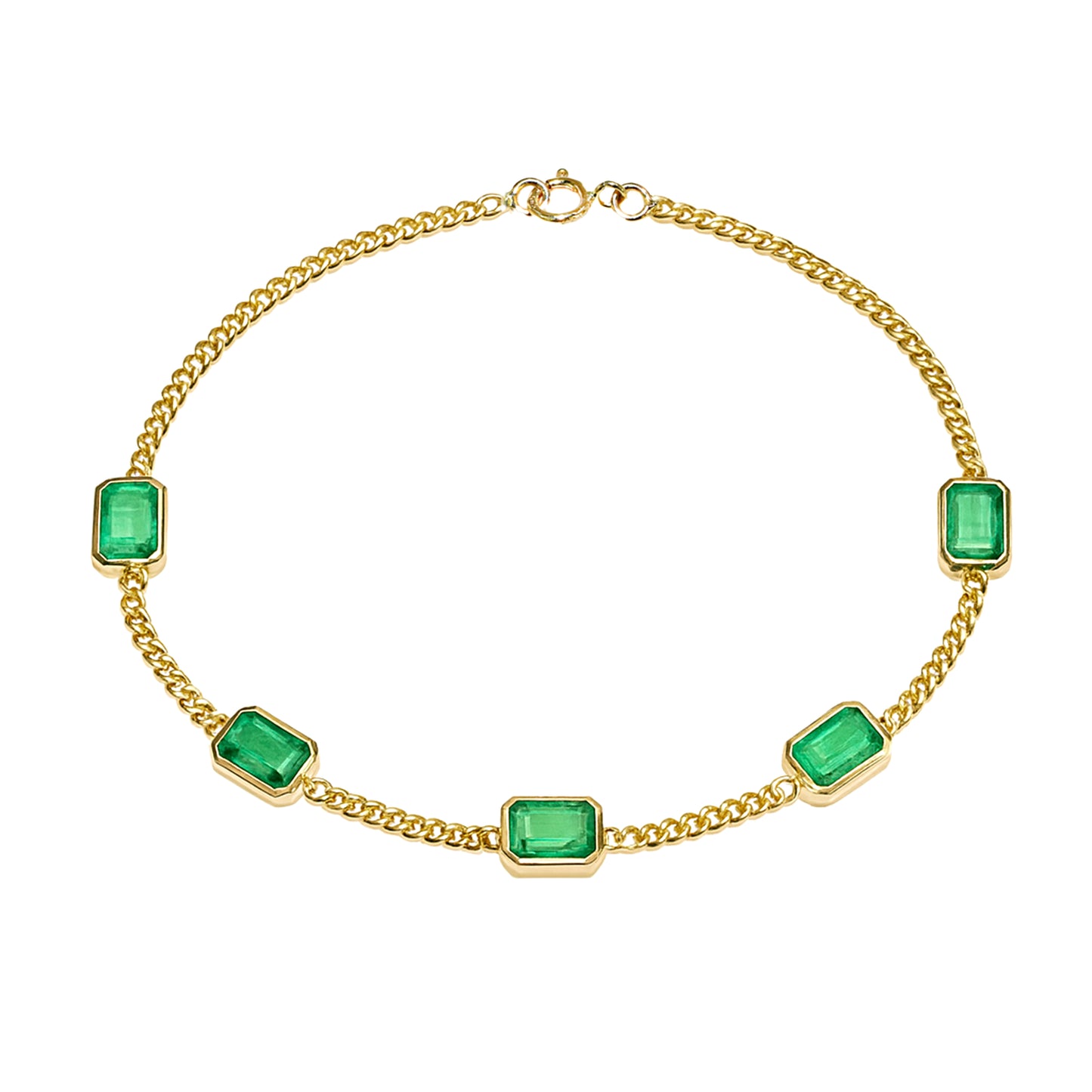 14k Emerald Square Bezel Bracelet
