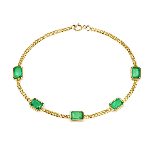 14k Emerald Square Bezel Bracelet
