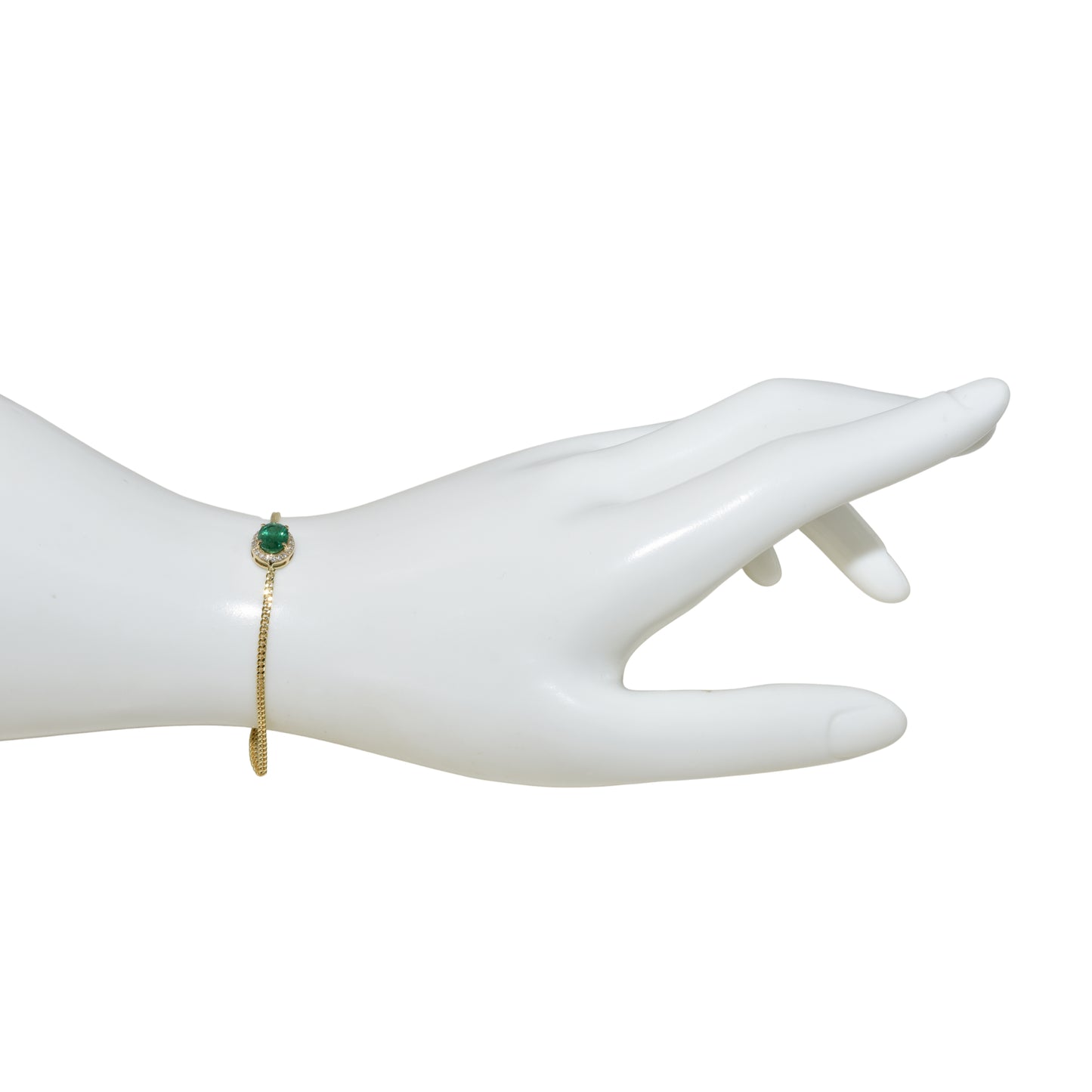 14k Emerald Diamond Oval Stone Bracelet