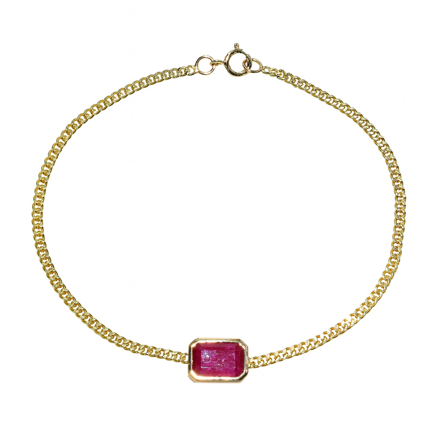 14K Ruby Square Bezel Bracelet
