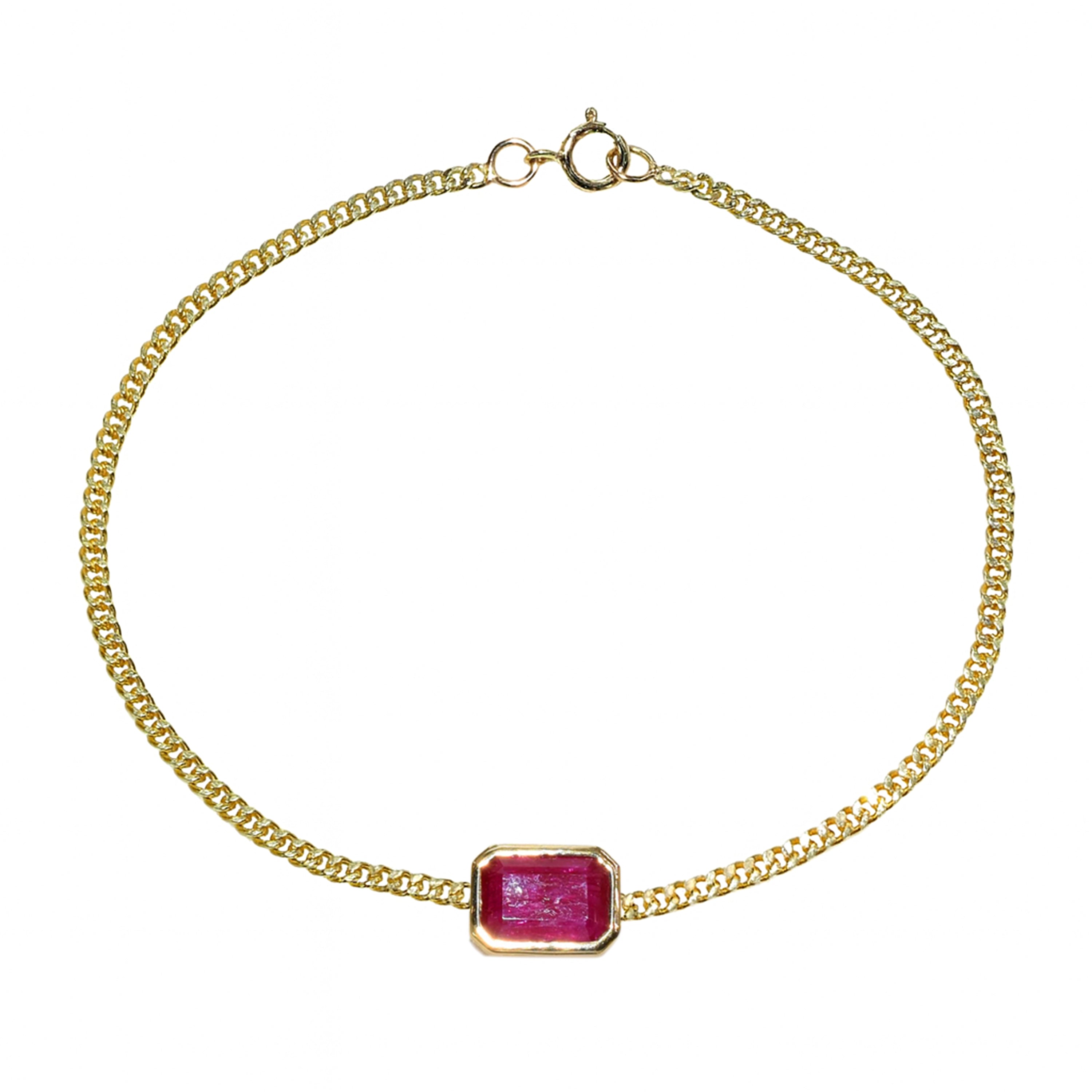 14K Ruby Square Bezel Bracelet