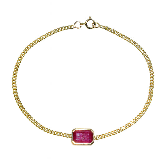 14K Ruby Square Bezel Bracelet