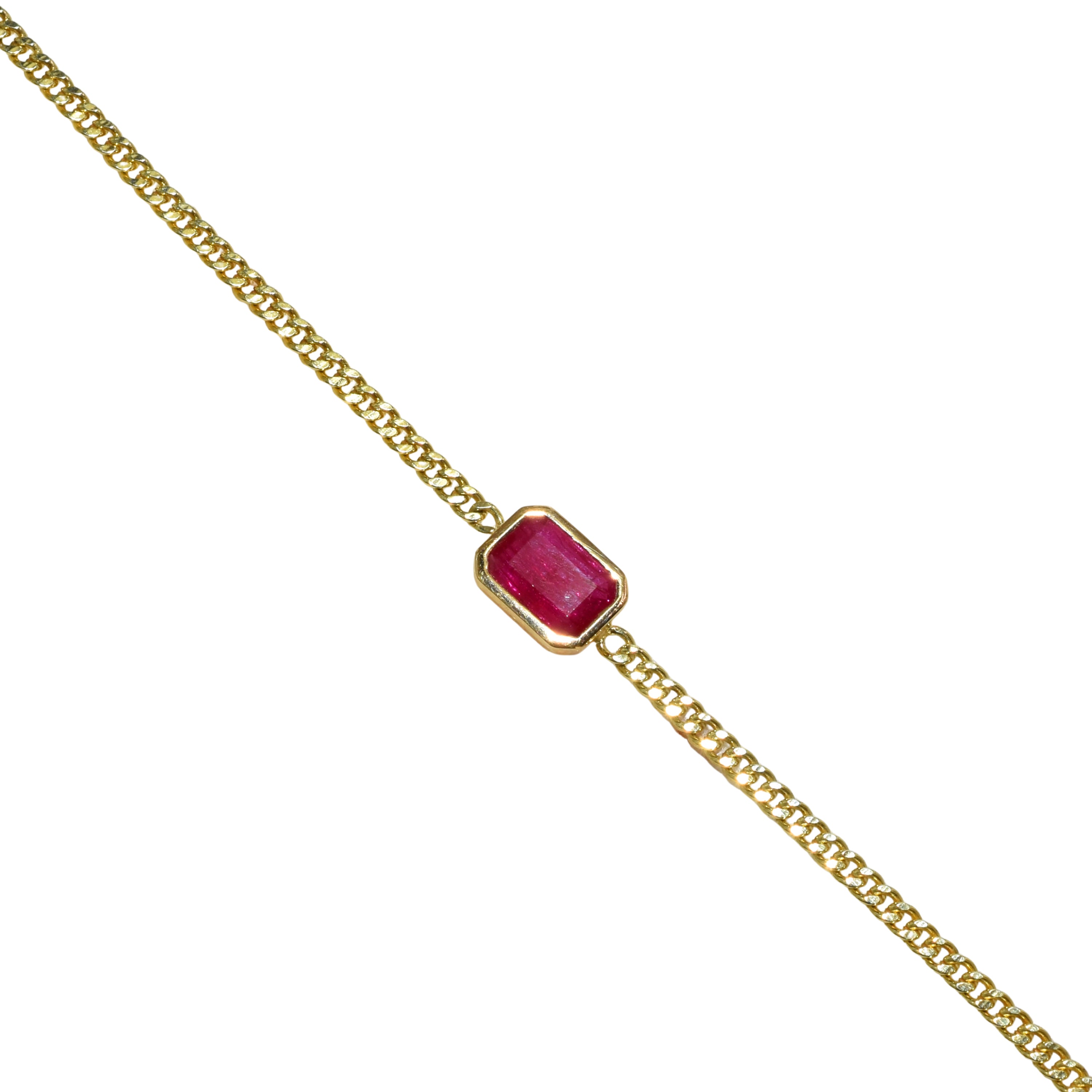 14K Ruby Square Bezel Bracelet