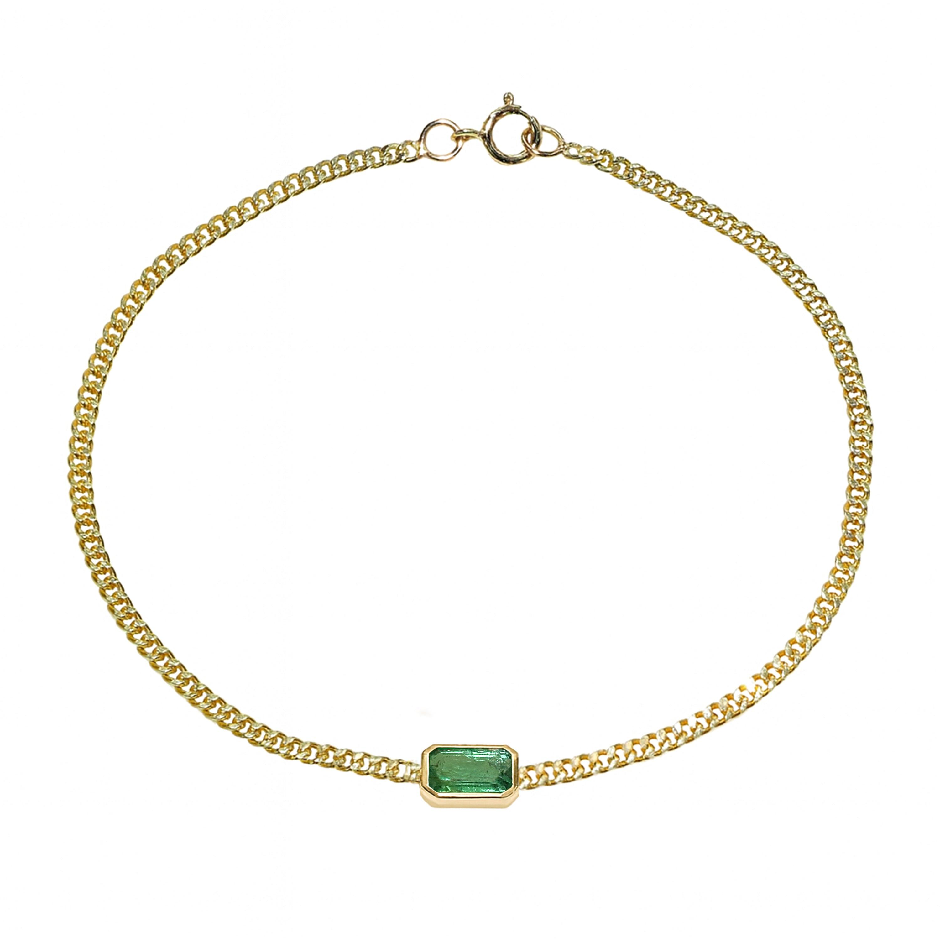 14k Emerald Square Bezel Bracelet
