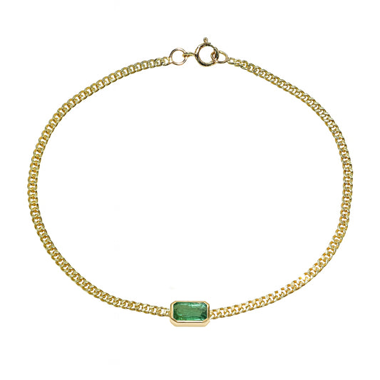 14k Emerald Square Bezel Bracelet
