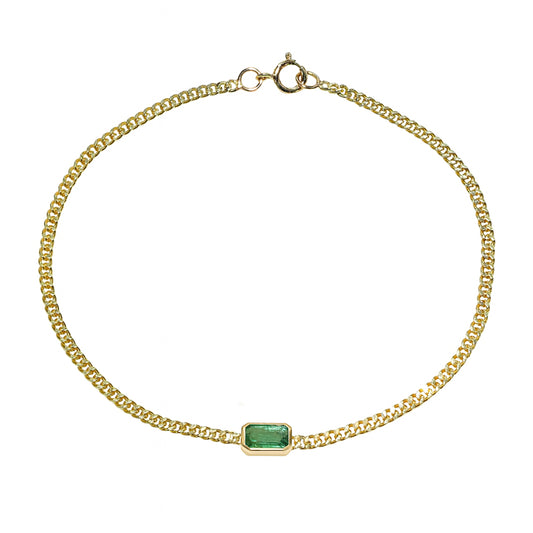 14k Emerald Square Bezel Bracelet