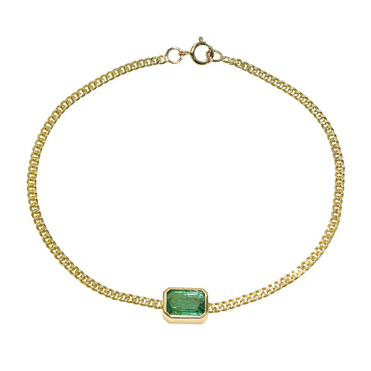 14k Emerald Square Bezel Bracelet