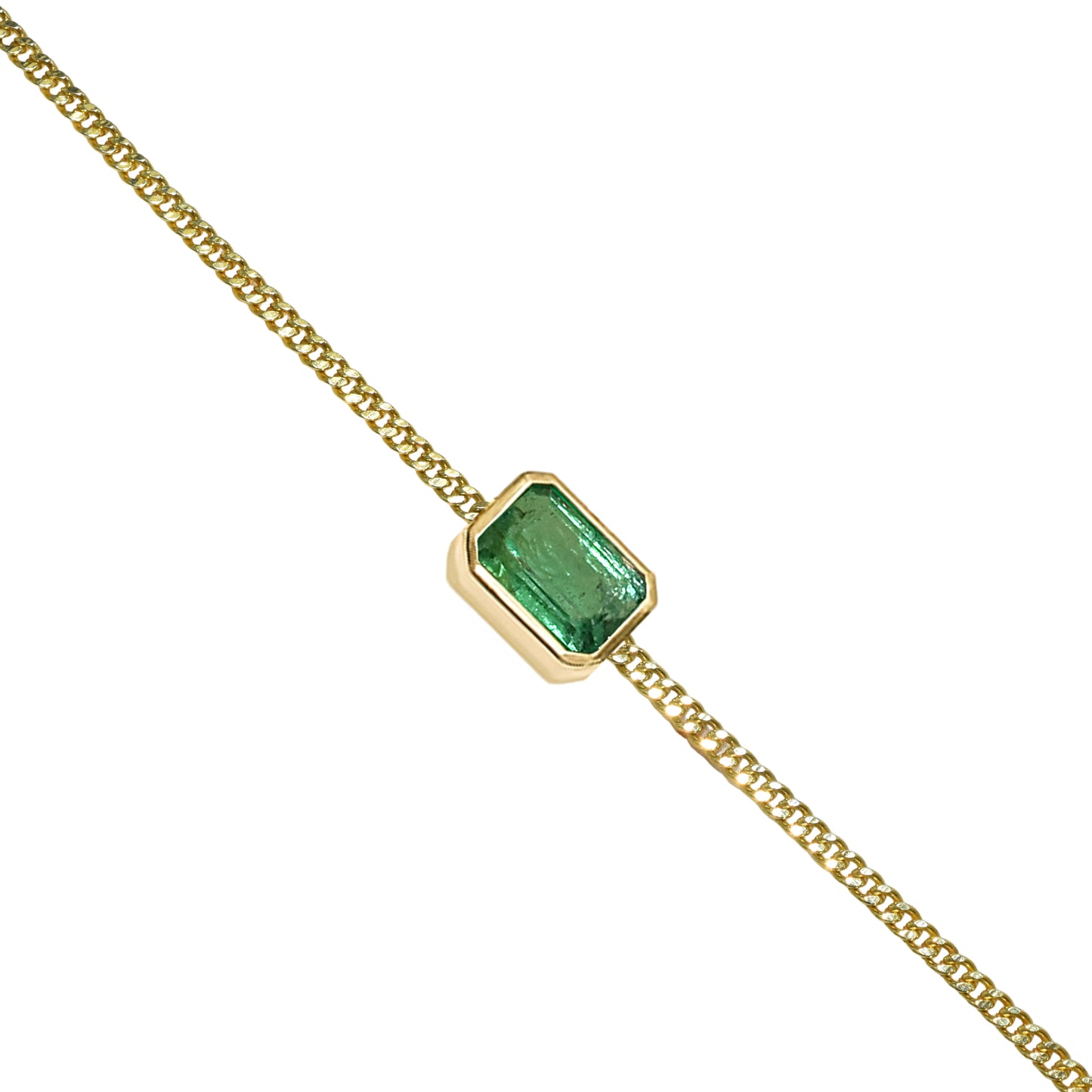 14k Emerald Square Bezel Bracelet