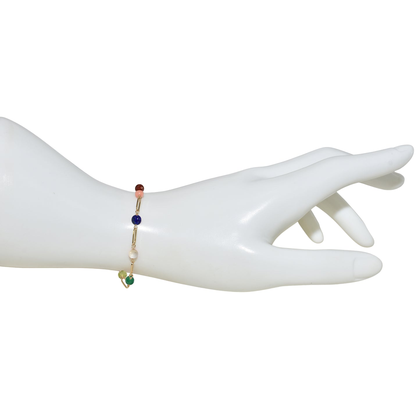 14k Paperclip and Gemstone Bracelet