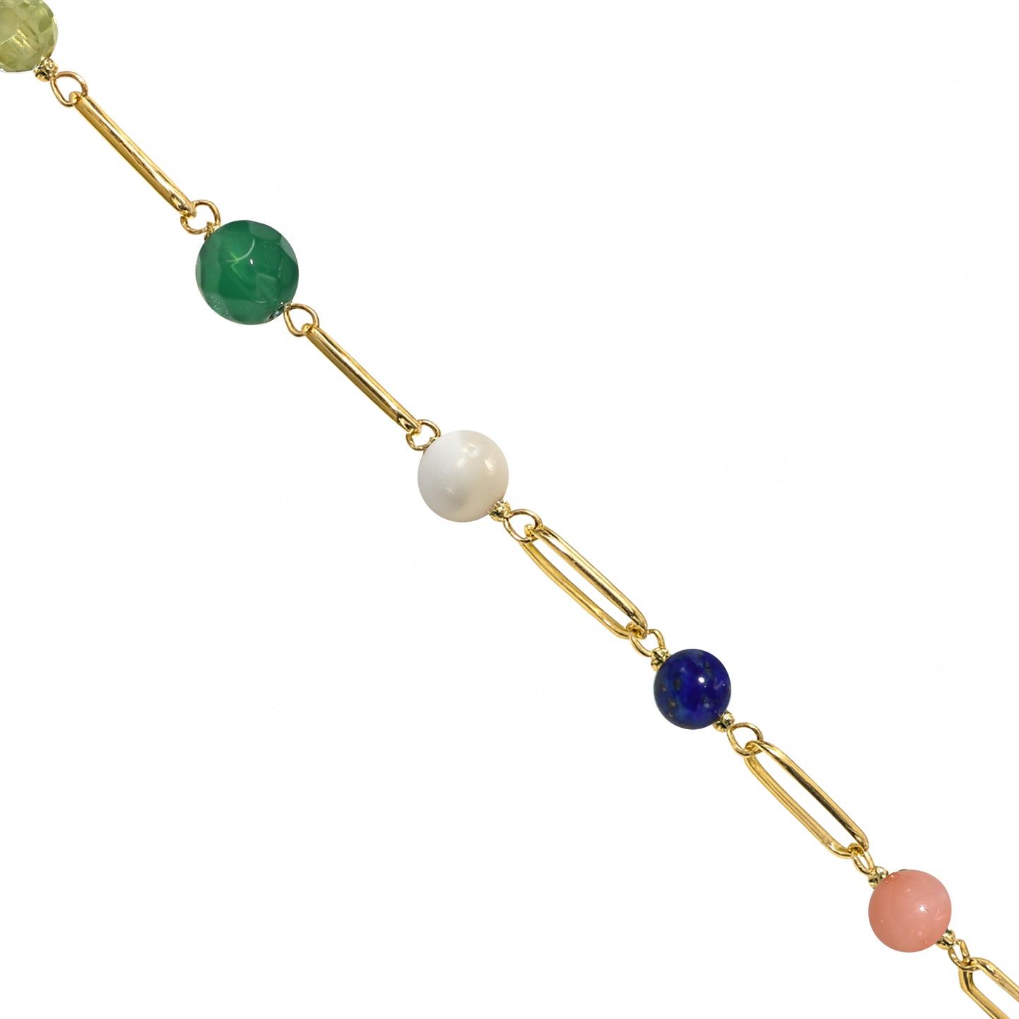 14k Paperclip and Gemstone Bracelet