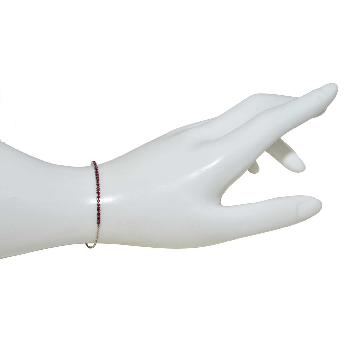 14k White Gold Ruby Tennis Bracelet