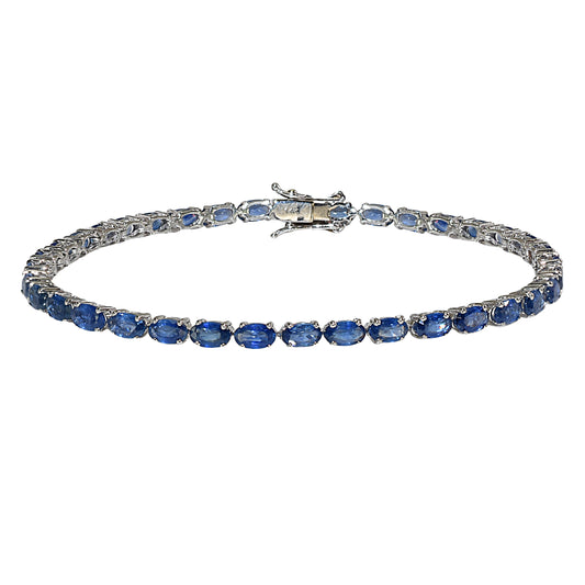 14k White Sapphire Oval Shaped Bracelet