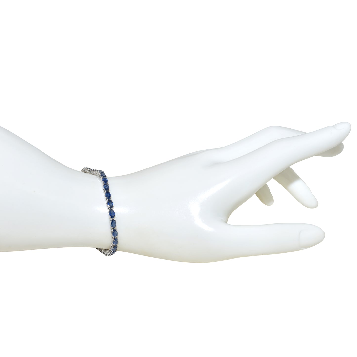 14k White Sapphire Oval Shaped Bracelet