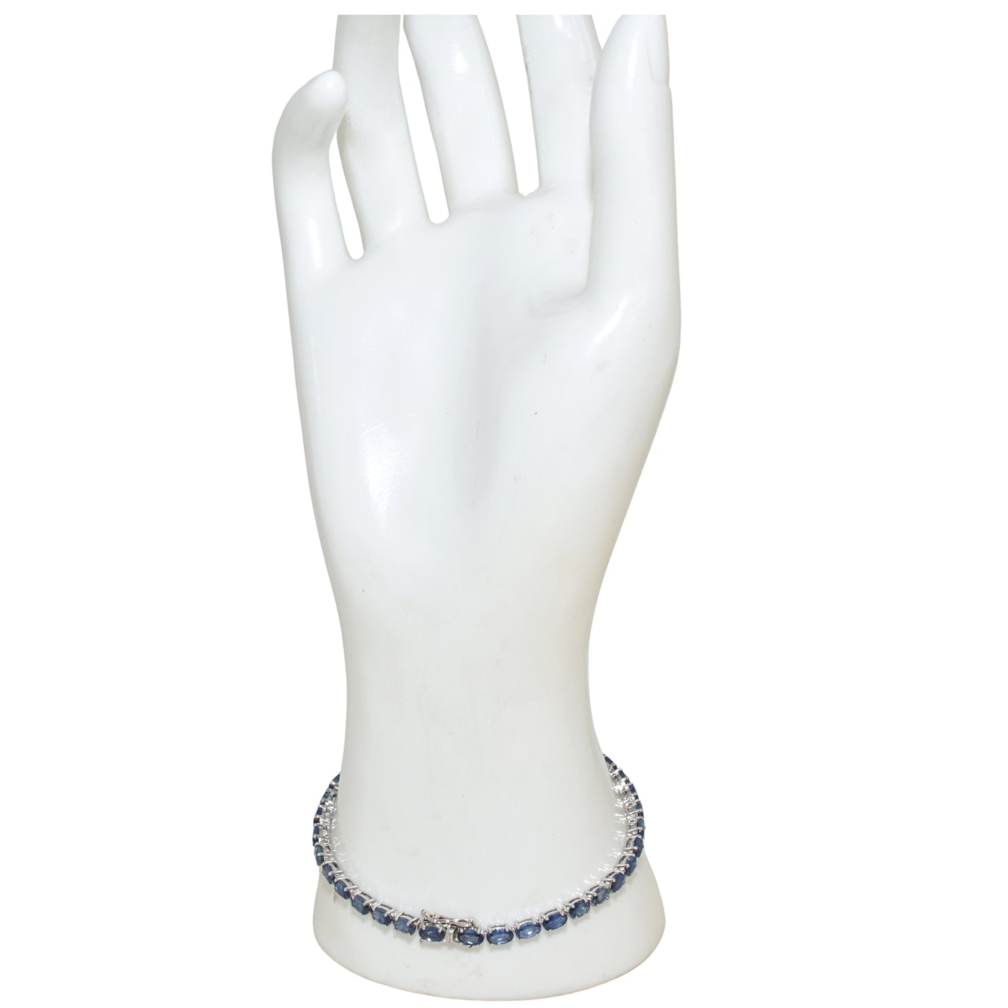 14k White Sapphire Oval Shaped Bracelet