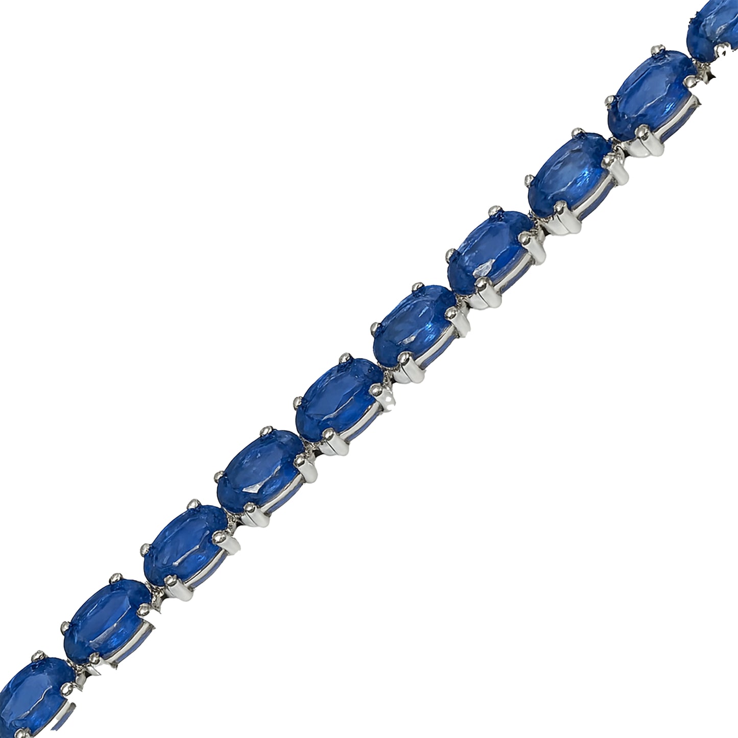 14k White Sapphire Oval Shaped Bracelet