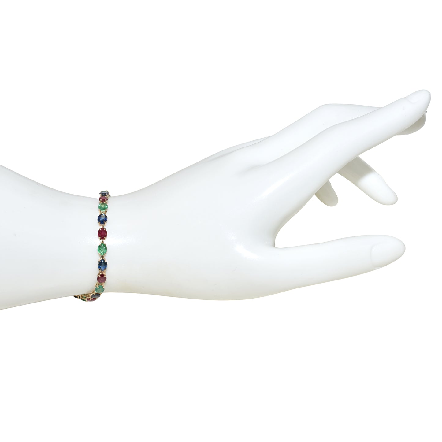 14k Emerald Ruby Sapphire Tennis Bracelet
