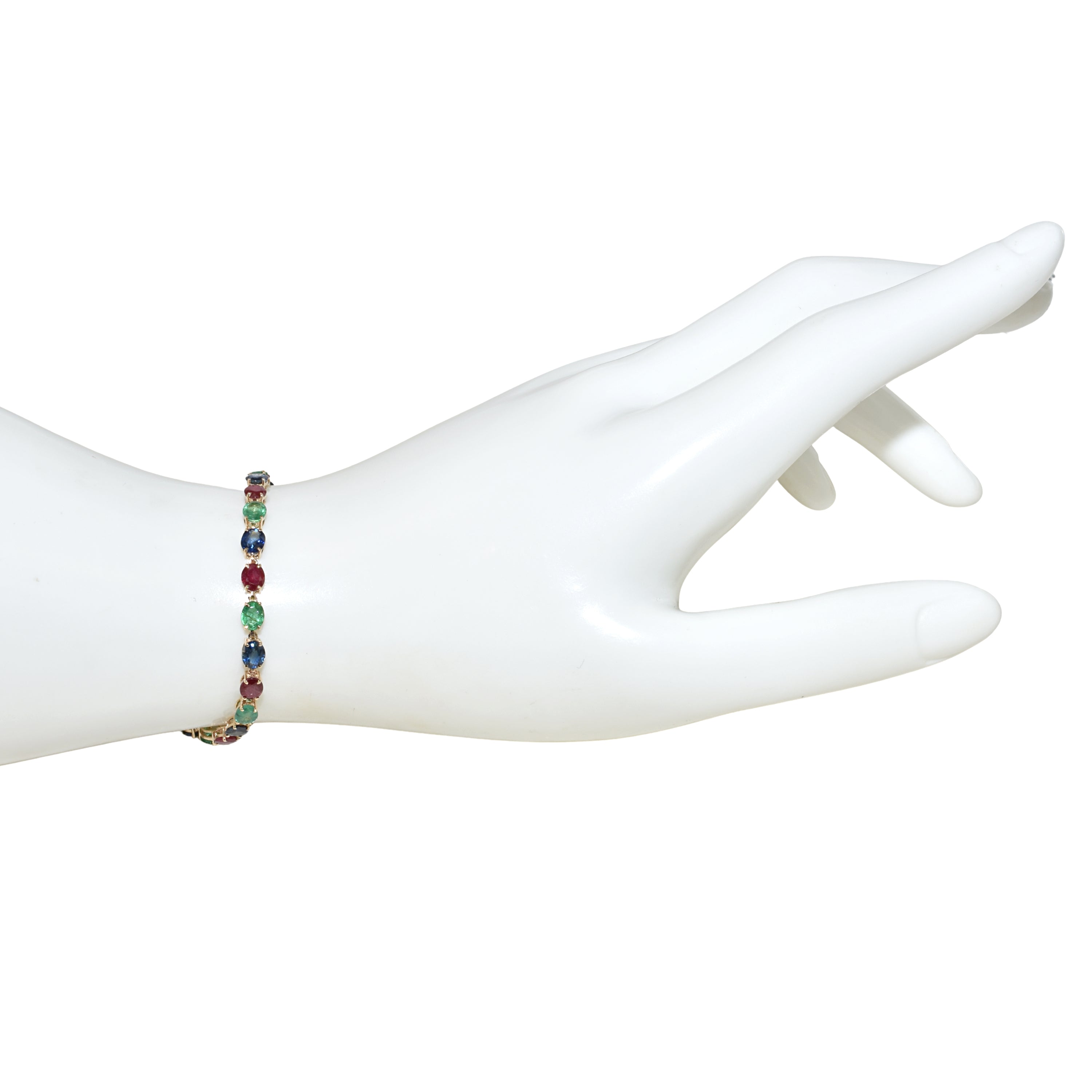 14k Emerald Ruby Sapphire Tennis Bracelet