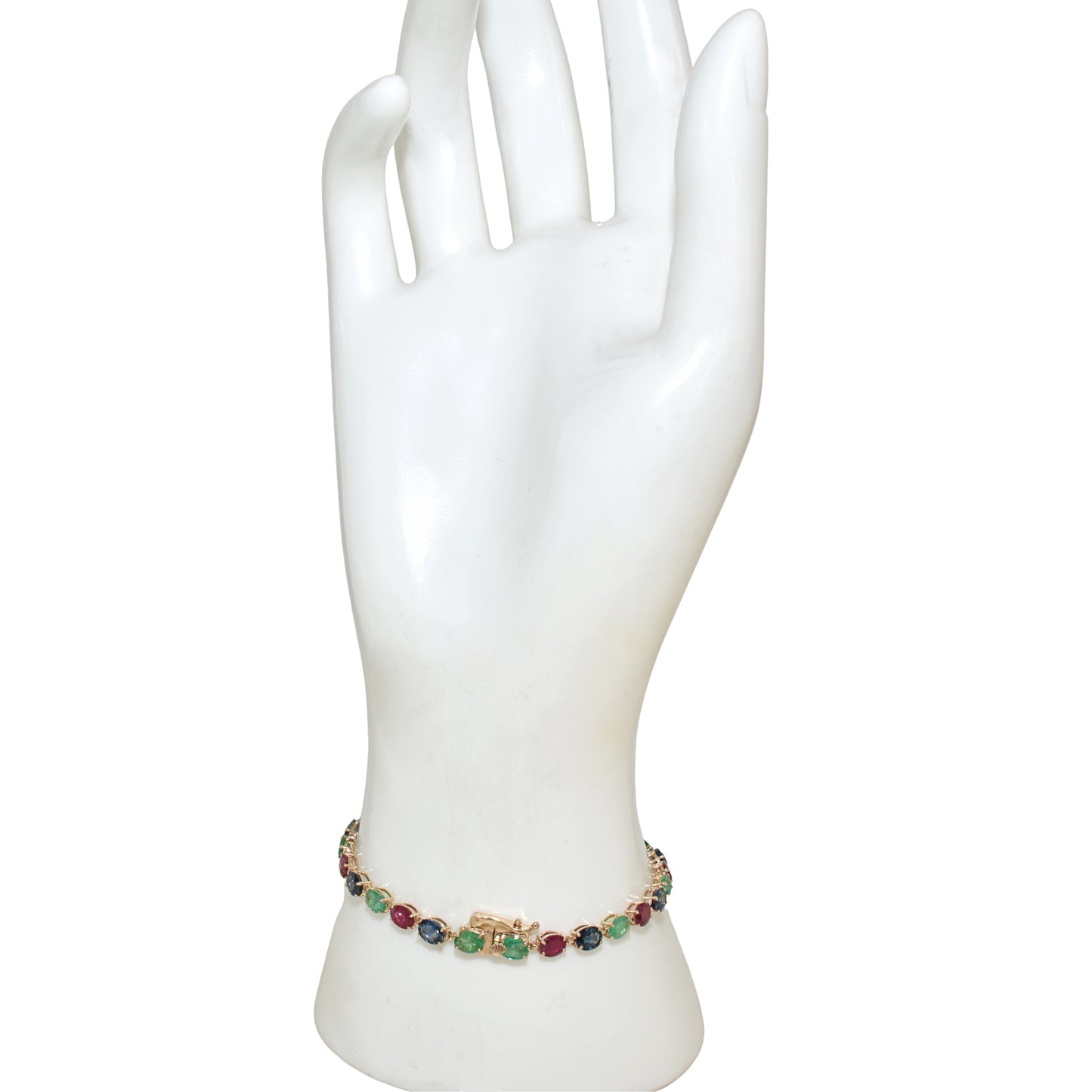 14k Emerald Ruby Sapphire Tennis Bracelet