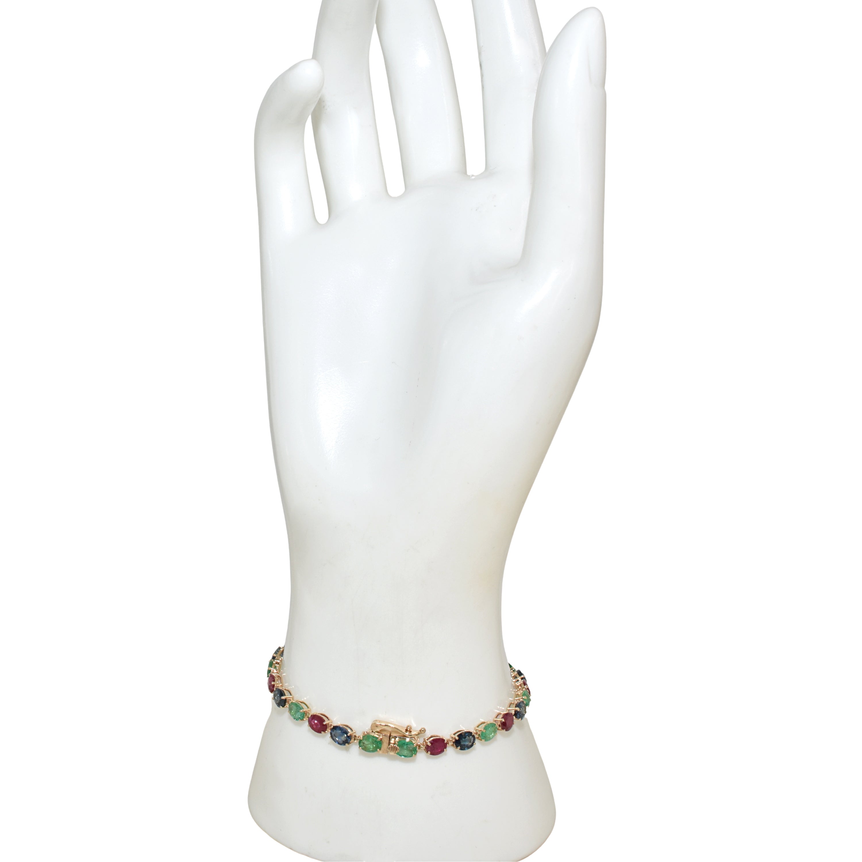 14k Emerald Ruby Sapphire Tennis Bracelet