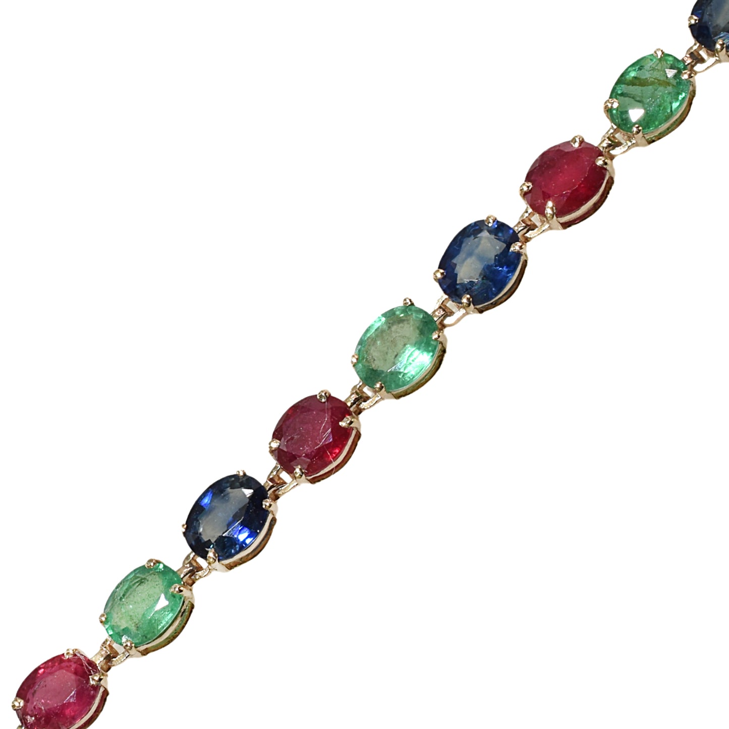 14k Emerald Ruby Sapphire Tennis Bracelet