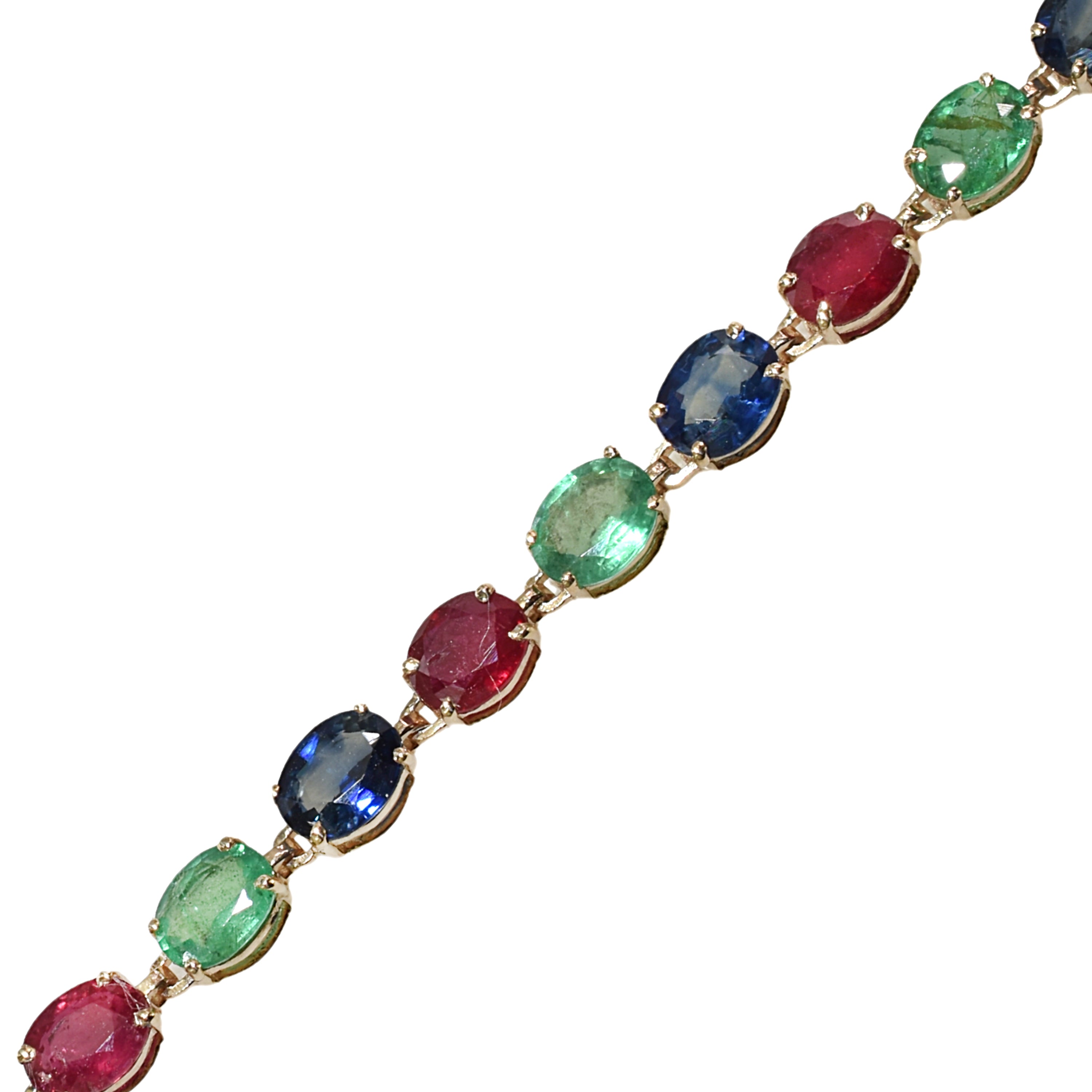 14k Emerald Ruby Sapphire Tennis Bracelet