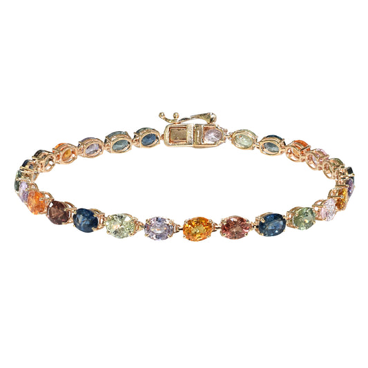 14k Multi Sapphire Tennis Bracelet