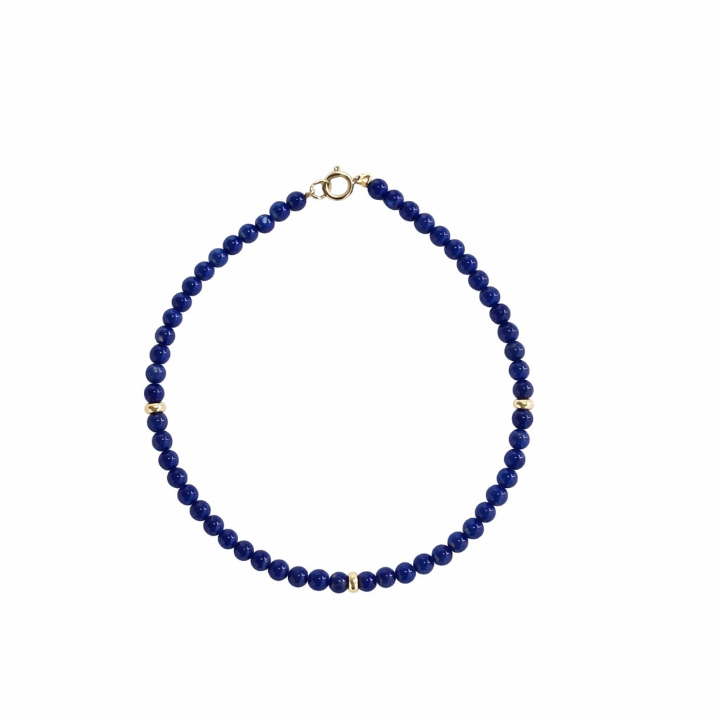 14k Gemstones Gold Ball/Roundel Bracelet