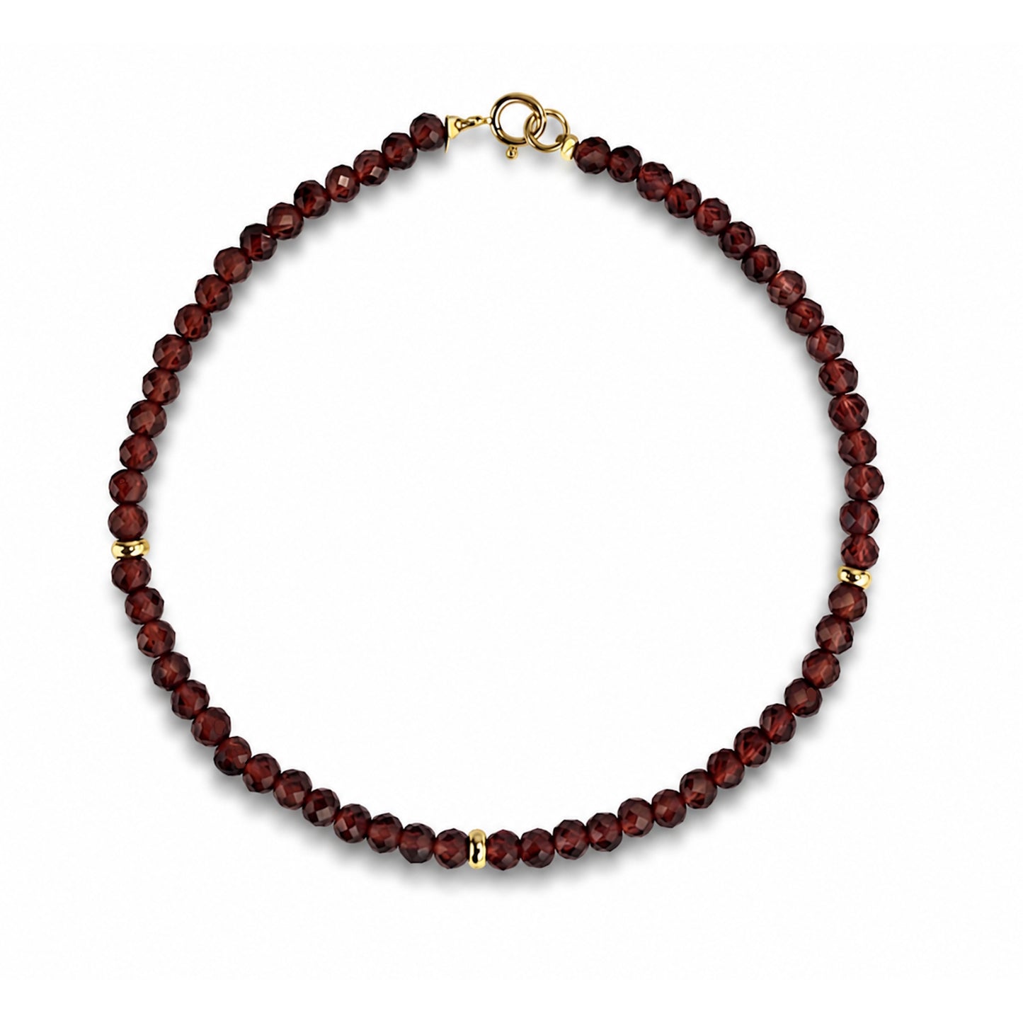 14k Faceted Garnet Gold Roundel Bracelet