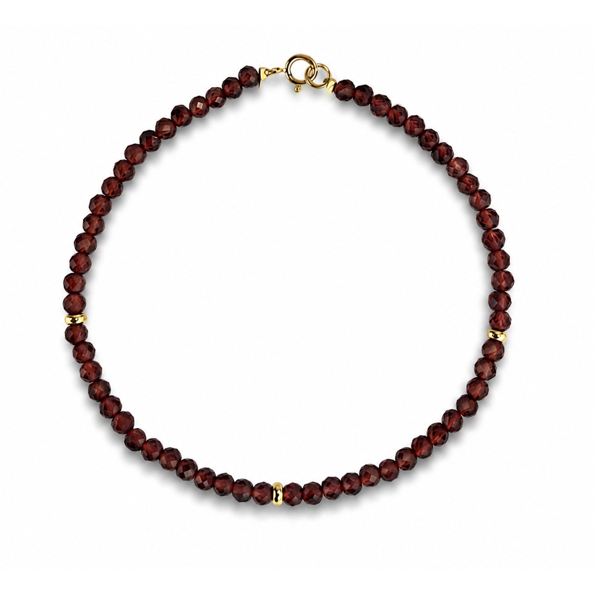 14k Faceted Garnet Gold Roundel Bracelet