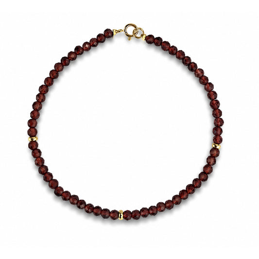 14k Faceted Garnet Gold Roundel Bracelet